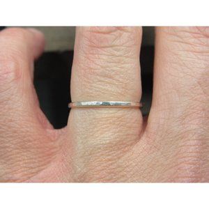 Size 6.5 Sterling Silver Dainty Subtle Hammered Band Ring